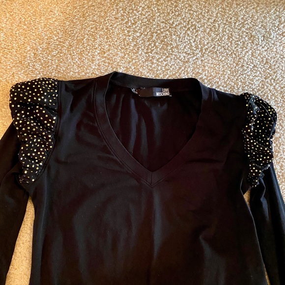 Love Moschino V neck puffy sleeve top - Picture 2 of 3